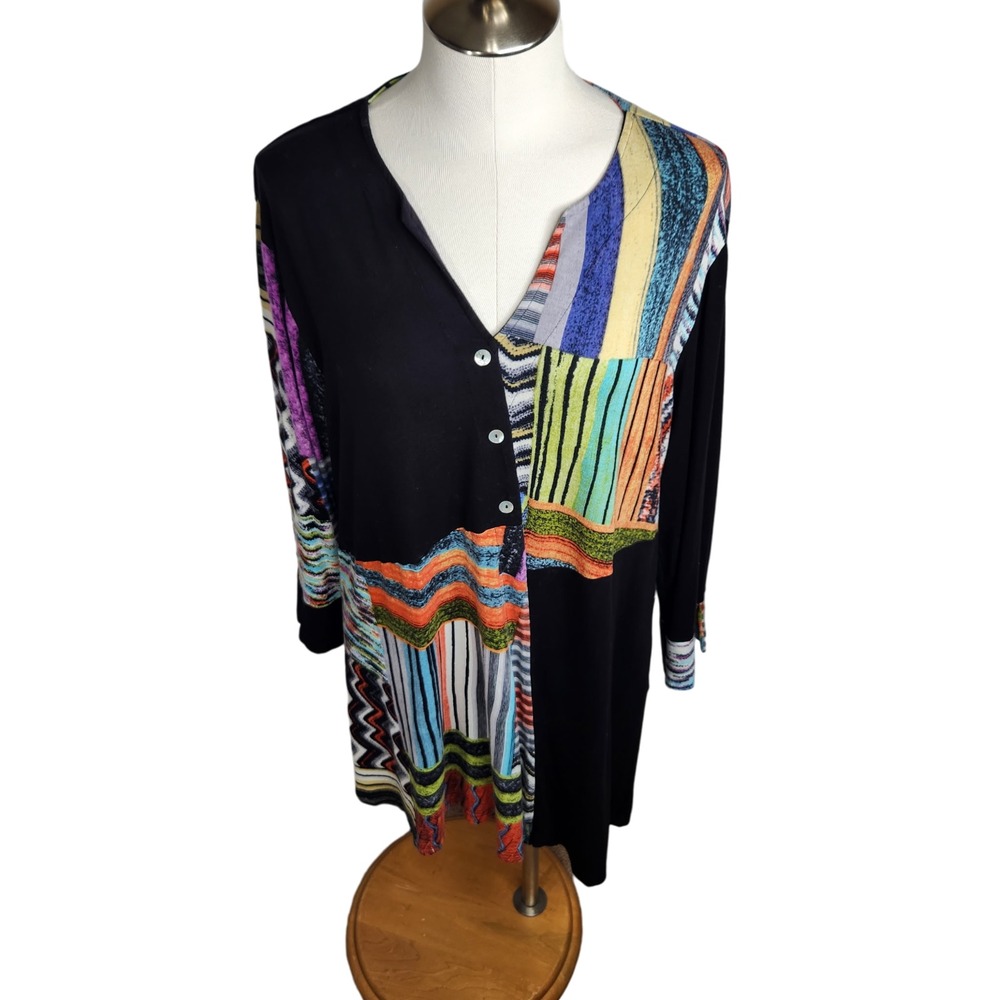Parsley & Sage Patchwork Tunic Top Womens Plus 1X Boho Artsy Festival Whimsigoth